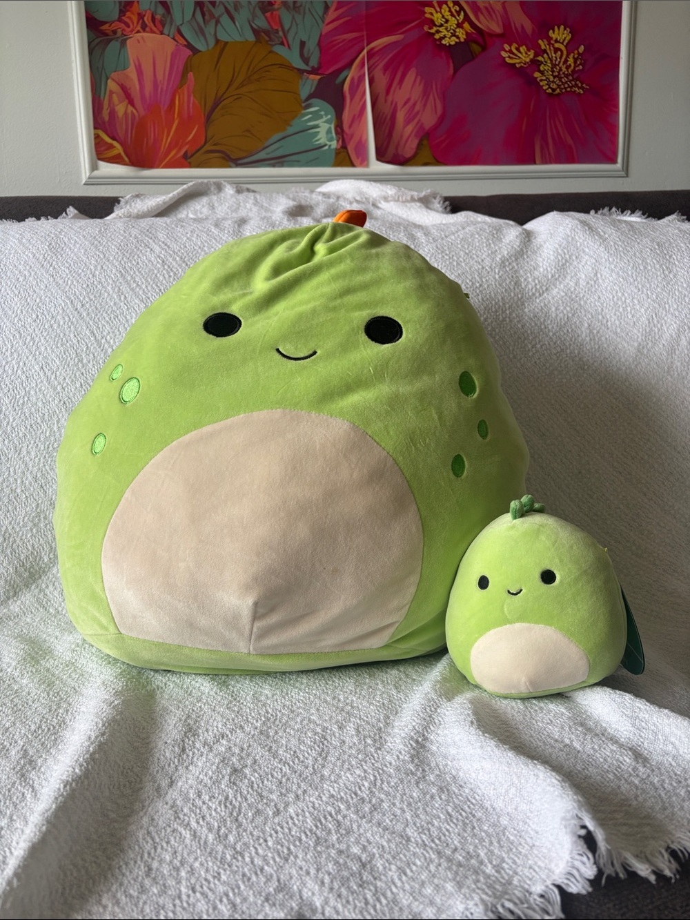 Plush Dinosaur Pillow - Light Green with Cream Belly